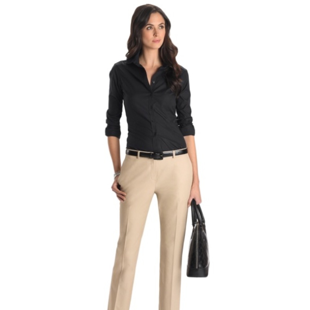 Brooks Brothers Ruffled Black Button Down Top